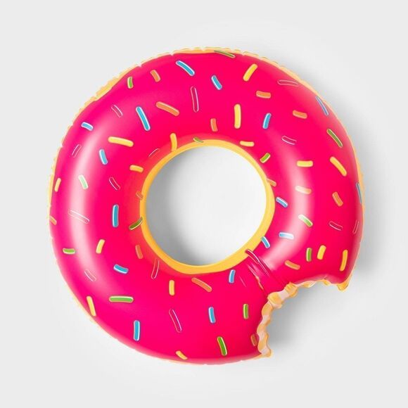 The Strawberry Donut Pool Float 3 ft 9 in Long - Picture 1 of 3